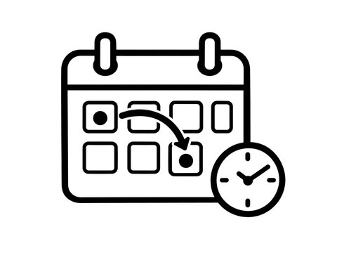 Reschedule Appointment and Calendar Time Change Line Icon
