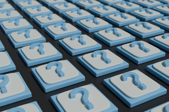 Pattern with thre-dimensional question mark sign. 3D illustration.