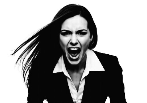 Woman with wild hair looking surprised or shocked illustration
