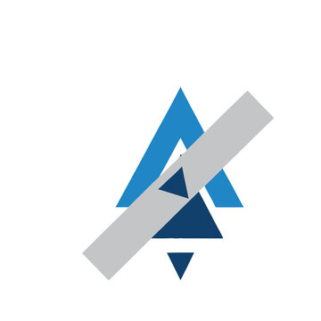 Geometric shapes with blue and gray triangles