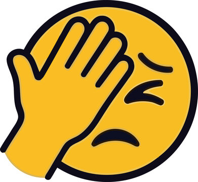 Simple illustration of a hand making a fist with a concerned or frustrated face
