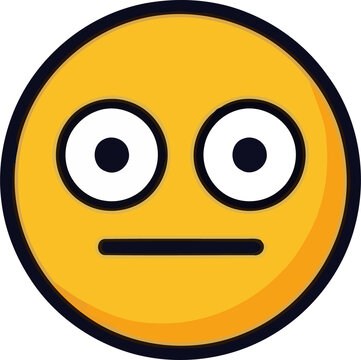 Simple yellow emoji face with a neutral expression and black outline design
