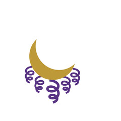 Golden crescent moon with purple streamers © ber