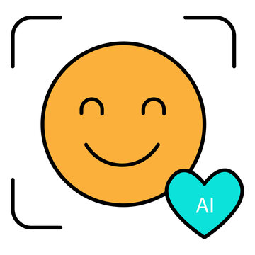 Emotion AI Vector Icon Showing Digital Emotion Recognition