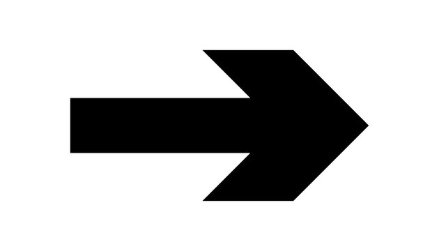 Black arrow icon pointing to the right isolated on transparent background