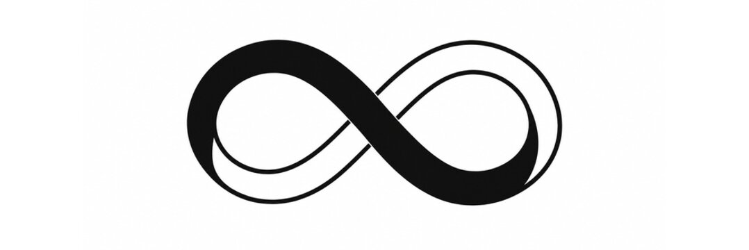 Simple flat black infinity sign silhouette isolated on clean white background