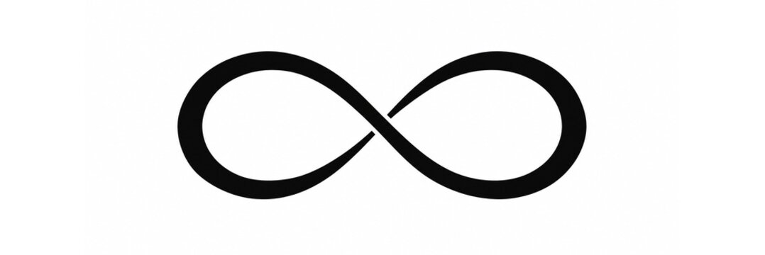 Black infinity sign icon on clean white background, balance and endless stability concept