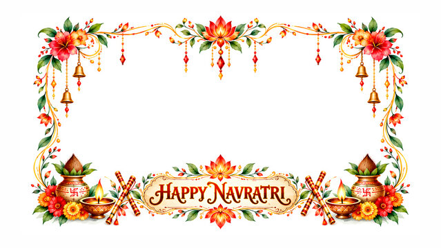   Happy Navratri elegant floral design
