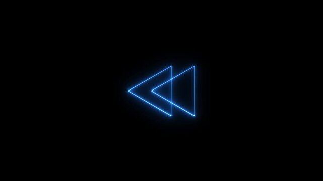 Blue Neon Fast Forward Double Arrow Icon Animation on Black Background