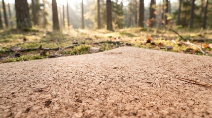 Fototapeta premium Natural Cork Yoga Mat Texture Outdoors in a Forest