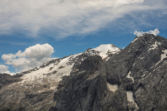 mountain landscape from the Belvedere viewpoint, Col dei Rossi, Canazei, Trento, Italy