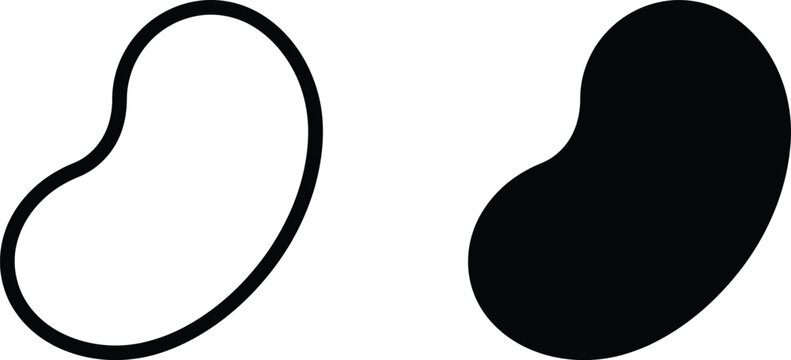Simple black and white illustration of two kidney beans on a white background