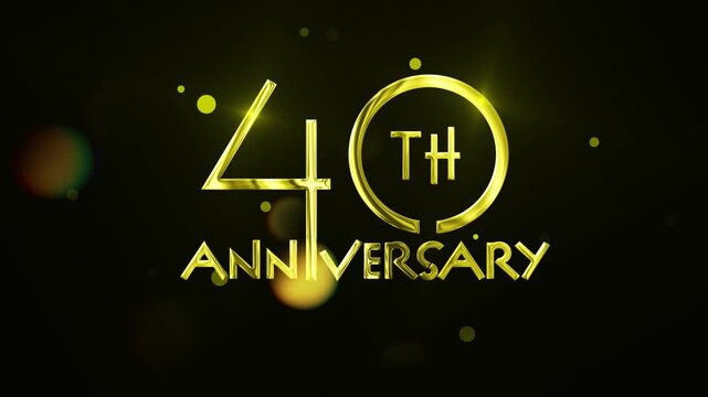 40th Anniversary Gold Typography Animation, Glowing Bokeh Lights and Luxury Celebration Background