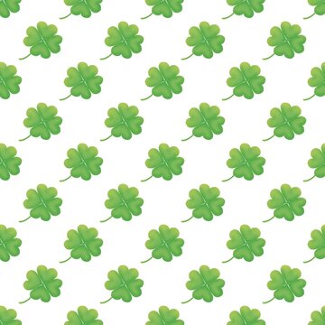 Seamless pattern of cute four leaf clovers for lucky background, St. Patrick's Day, packaging and wallpaper
