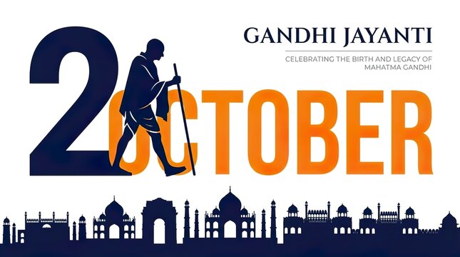 elegant Gandhi Jayanti celebration poster on a white background .generative ai