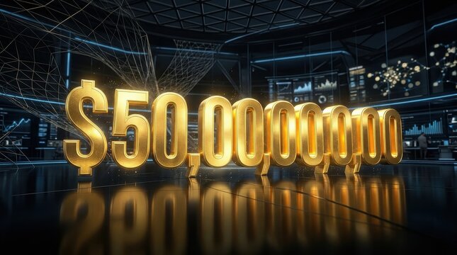 Fifty Billion Dollars Gold Typography Financial Data.