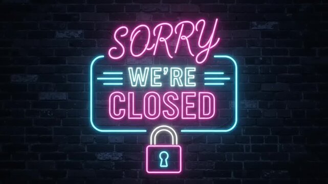 Sorry we are closed neon sign for black friday sale discount green screen