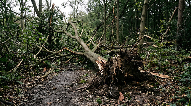 FallenTreeInForestNaturalWildlifeScene.