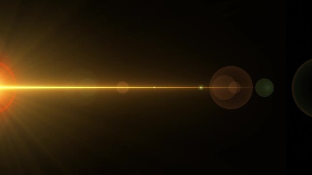 Golden Light Beam Lens Flare Animation with Cinematic Glow