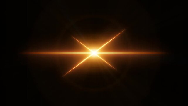 Golden Starburst Lens Flare Light Animation with Cinematic Glow