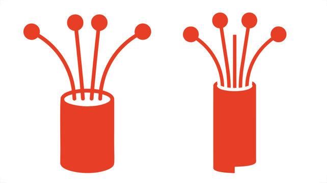 Fiber optic cable vector illustration, minimalist red flat design featuring data transmission connectivity