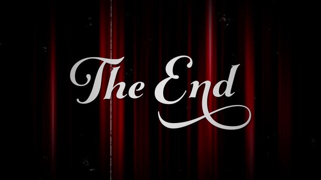 The End Movie Title Text Animation with Red Curtain Effect