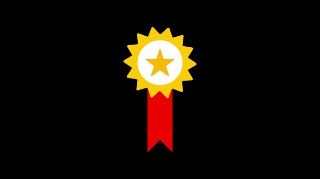 Merit animated icon badge with star stripes elements on transparent background. Animation video 4K