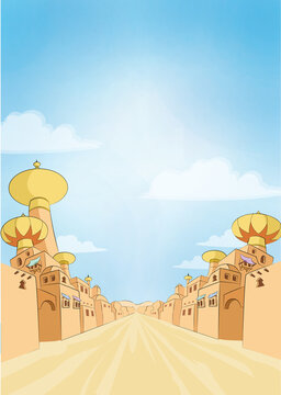 A street in Baghdad amidst a hot desert atmosphere.