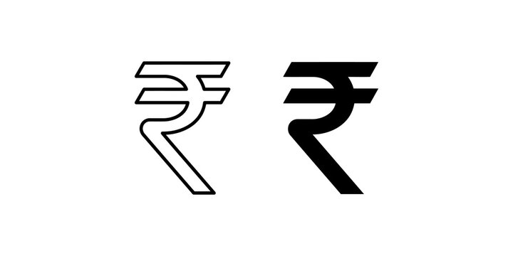 Indian rupee symbol outline and solid black for finance and currency concepts.