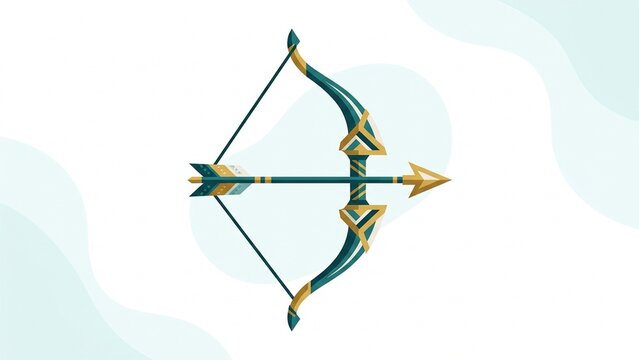 Elegant Bow and Arrow Vector Illustration - Archery Weapon Icon Design