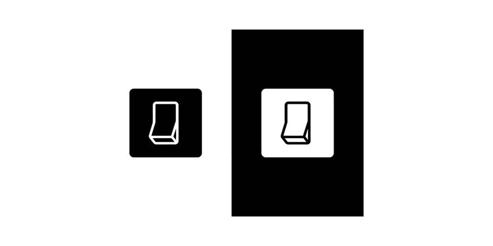 Light switch rocker button icons in dark gray and light outline versions for user interface mockup set.