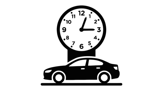 Vector illustration of car rental time icon on a transparent background