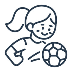 Fototapeta premium Line Art Girl Playing Soccer Icon for Sports Team Merchandise Branding