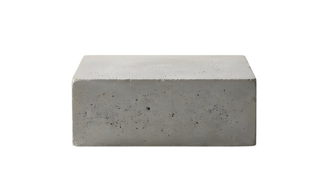 Rectangular concrete block podium pedestal display stand isolated on black background
