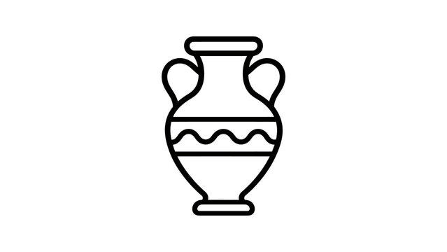 Ancient pottery amphora outline icon isolated vector for culture exhibit.