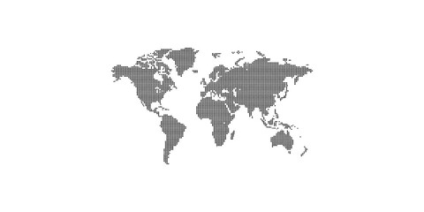 World map illustration made from black circular dots on transparent background for global business concept. © Png World Collection