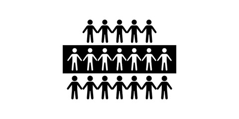 Fototapeta premium Teamwork organization strategy people in rows for collaboration and business planning with copy space for messages.