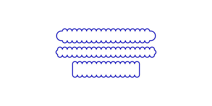 Blue wavy border frames collection with scalloped edges for decorative text dividers and label design use.