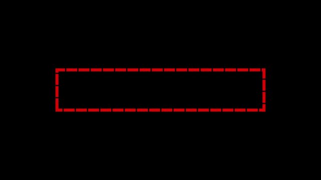 Red rectangular focus frame stroke animation on black background 4K loop