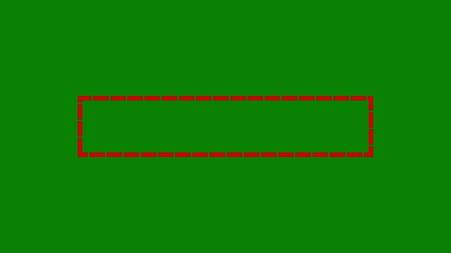 Red rectangular focus frame stroke animation on green background 4K loop
