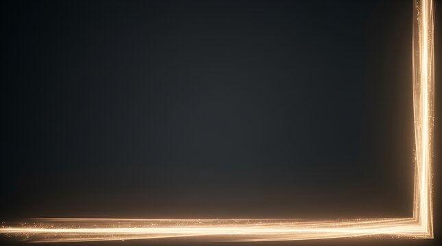 Cinematic light leak frame on dark background, glowing golden border with soft hazy texture, elegant abstract light effect for overlay