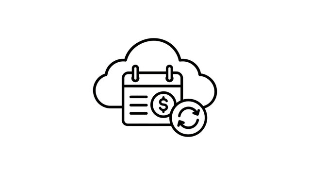 Cloud subscription billing icon line art style for auto payment fee.