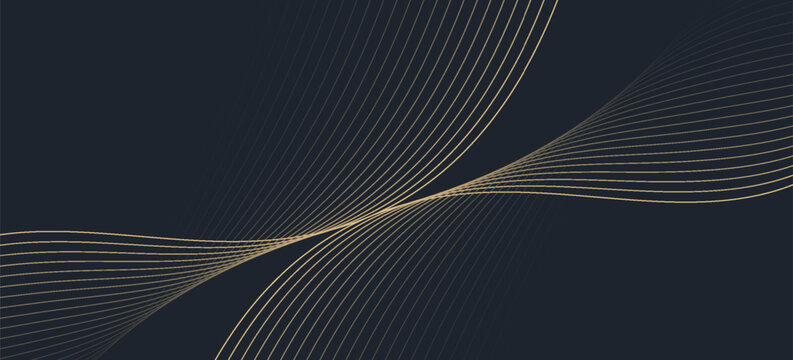 Abstract geometric vector curve lines shape in premium gold color isolated on transtransparent background. Dinamic flowing gold gradient wave pattern. Vector llustration
