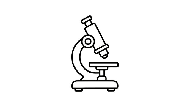 Microscope black line art vector illustration for science and research concepts.