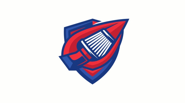 A stylized shield with a flame-like design in red and blue, featuring a jet engine component. This emblem evokes power and speed.