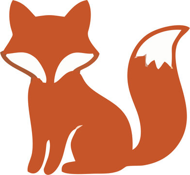 Minimalist Red Fox Sitting Vector Illustration Isolated on White Background