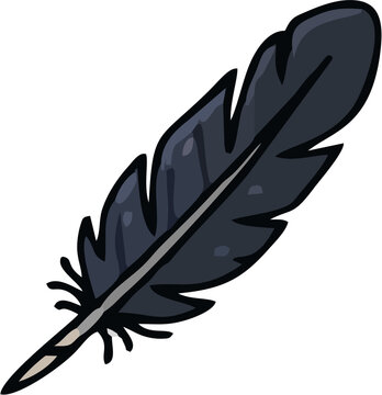 Black and White Feather Vector Illustration, Elegant Quill Plume Silhouette for Writing, Nature, Decoration, Symbol, Pattern and Decorative Graphic Design