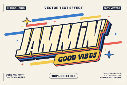 Editable Jammin Retro Cartoon Text Effect for Poster Branding and Social Media Design