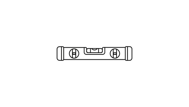 Spirit level tool in black line art icon on transparent background.