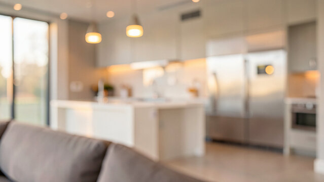 Room interior background with soft luminous bokeh for office space Copy space